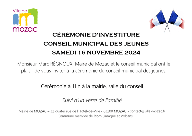 Cérémonie d’investiture Conseil Municipal des Jeunes 2024